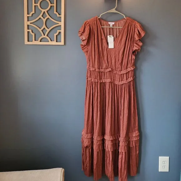 current air dresses Women's Surplice Bodice Midi Dress FOREST GREEN / M Point Collar Anthropologie | Dresses | Anthropologie